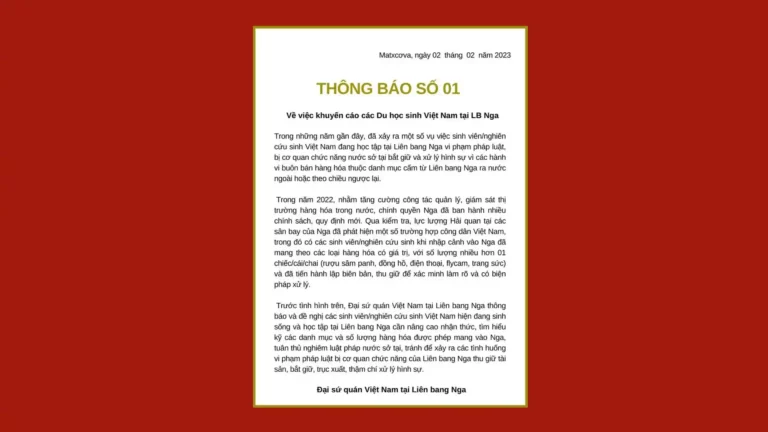 Thông báo số 1 của ĐSQ về nhập cảnh của du học sinh vào Nga 16 thong bao so 1 cua dsq ve nhap canh cua du hoc sinh vao nga
