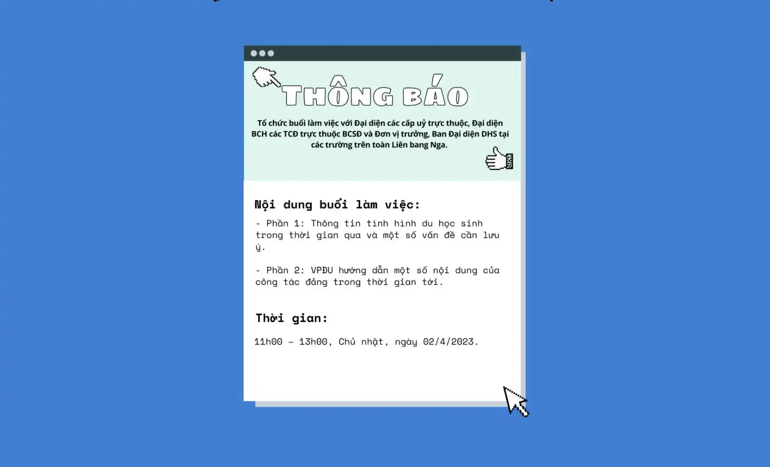 Mời tham dự Buổi làm việc với cấp Ủy và Đại diện Đoàn tại Nga 1 moi tham du buoi lam viec voi cap uy va dai dien doan tai nga