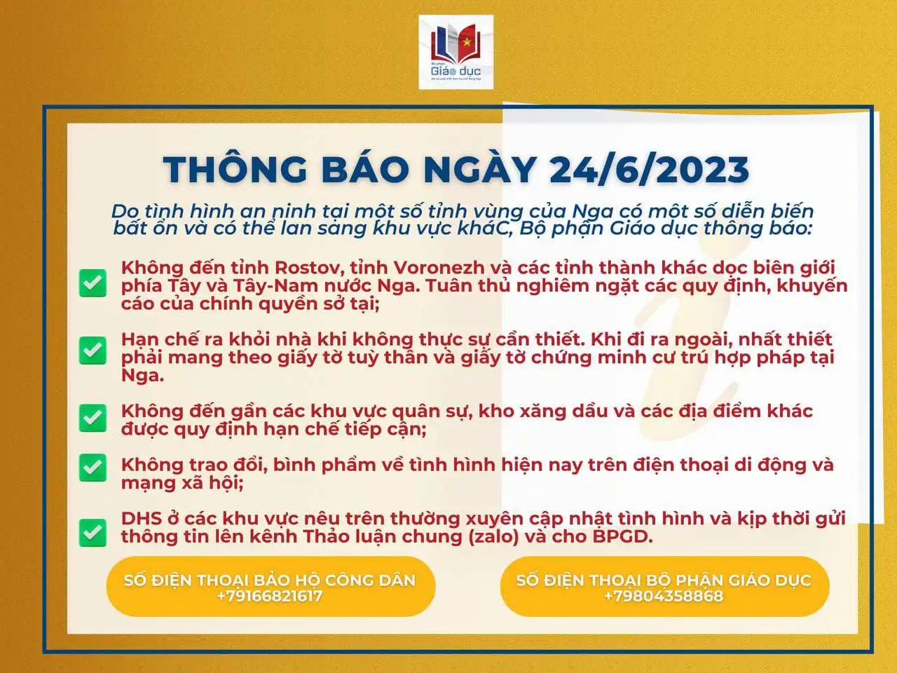 Thông báo khẩn ngày 24/6/2023 từ Bộ phận Giáo dục Đại sứ quán 1 thong bao khan ngay 24 6 2023 tu bo phan giao duc dai su quan