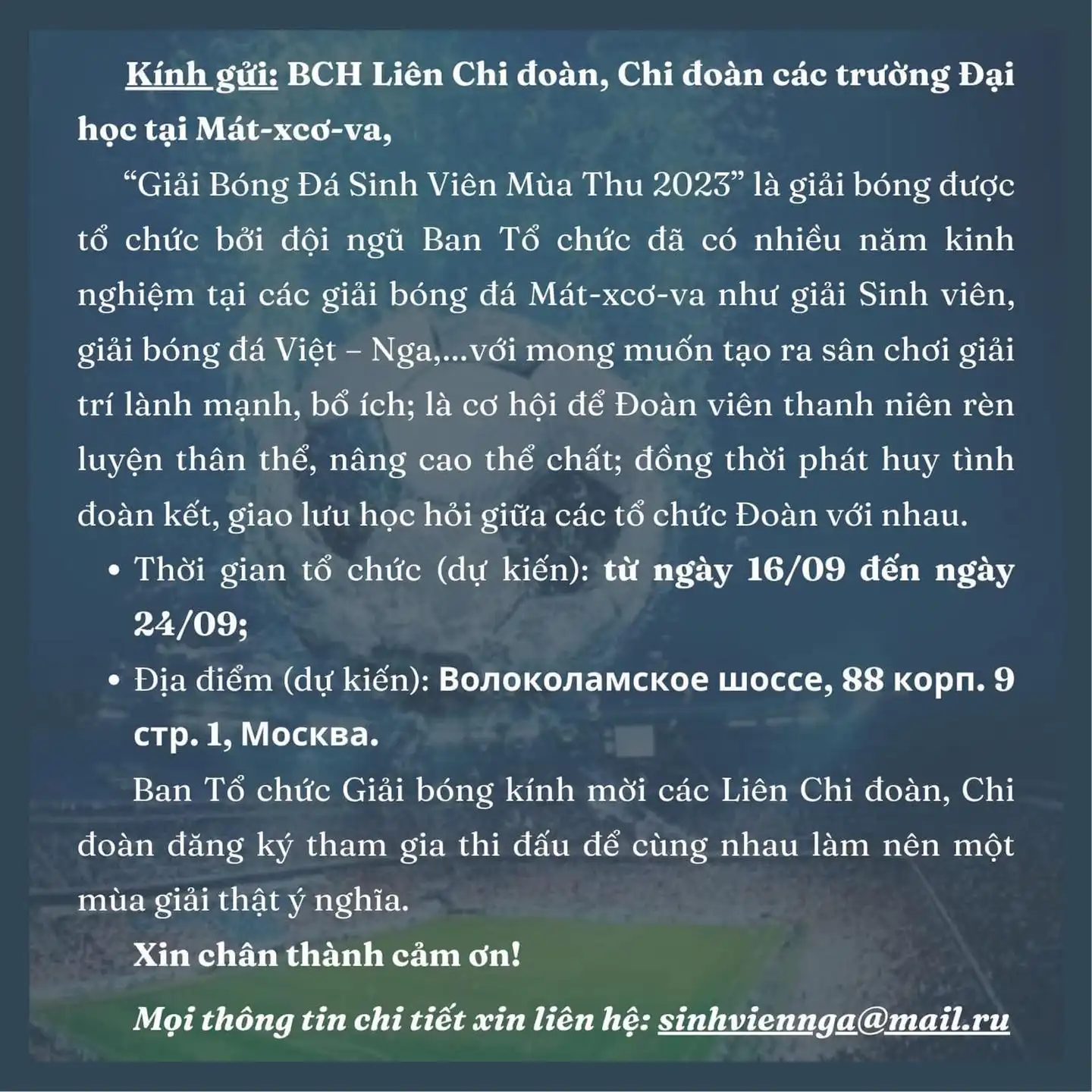 Mời tham dự Giải bóng đá Sinh viên mùa thu 2023 1 moi tham du giai bong da sinh vien mua thu 2023