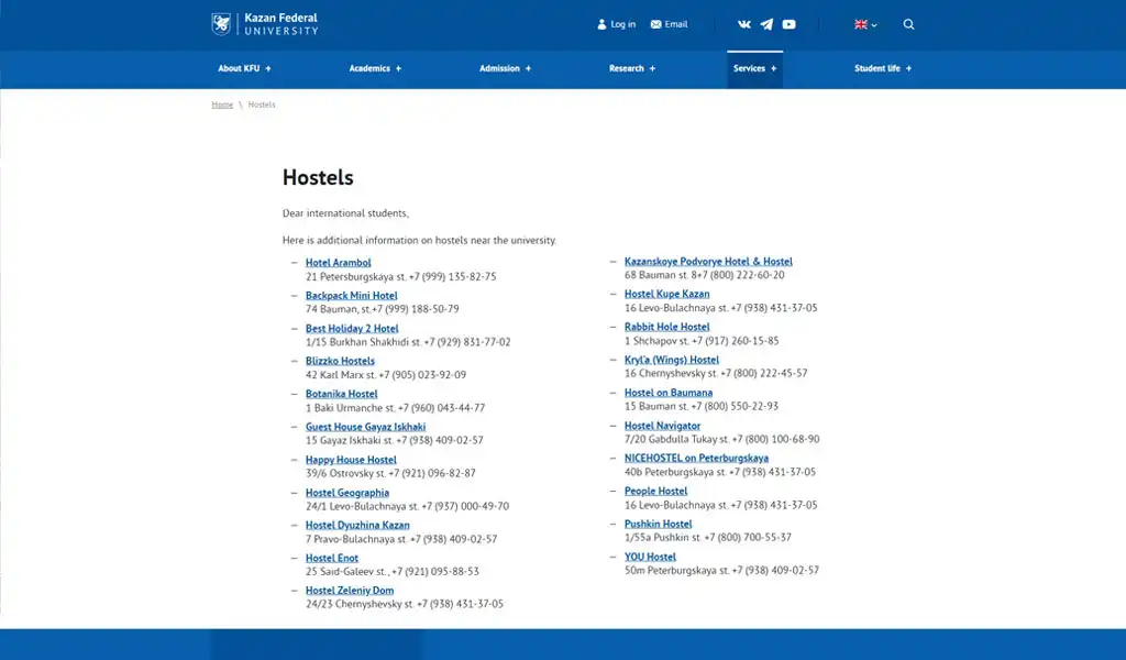 kpfu ky tuc xa hostel